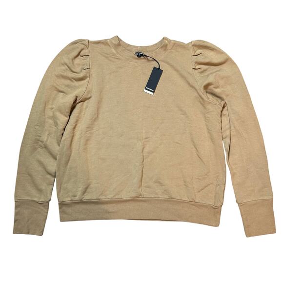 Monrow Tucked Sleeve Puff Shoulder Crewneck Sweatshirt - Picture 1 of 5